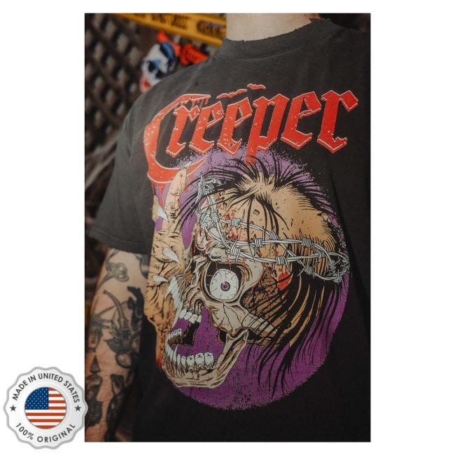 Creeper Cult Merch Distressed Skull-Head Hooded Sweatshirt