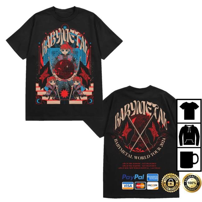 Baby Metal New World Tour 2024 Tee Shirt Baby Metal Merch Shop Store New World Tour 2024 Tank Top