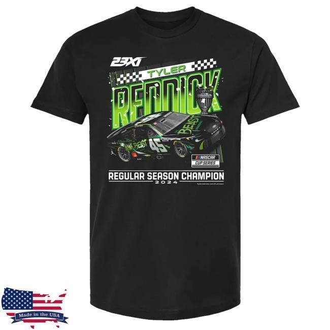 Official 23Xifanshop Men's 23Xi Racing Black Tyler Reddick 2024 Nascar Cup Series Regular Season Champion Long Sleeve Shirt