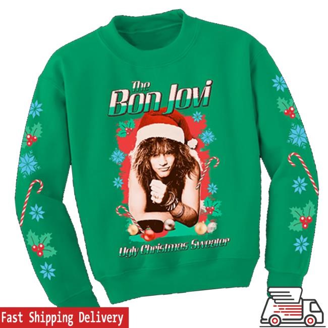 Bon Jovi Merch Store The Bon Jovi Ugly Christmas Crewneck Sweatshirt