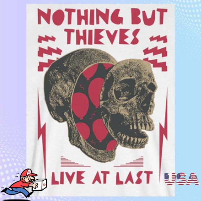 Official Nothing But Thieves Store Merch Skull Longsleeve White Tee Shirt