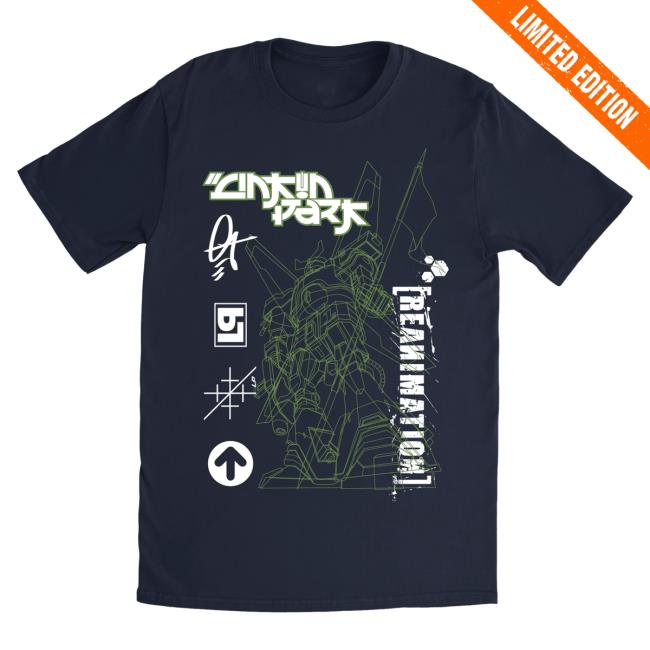 Official Linkin Park Merch Store Reanimation Robot Sketch Navy Long Sleeve Tee Shirt LinkinPark Apparel Clothing Shop
