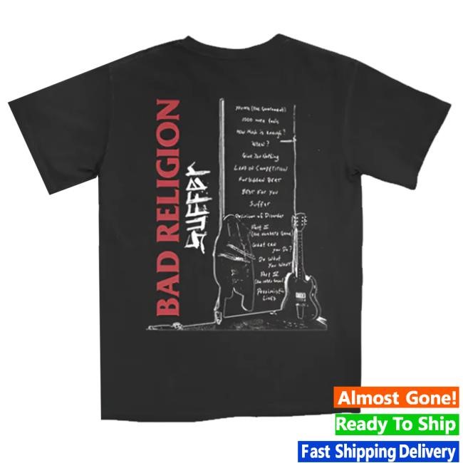 Bad Religion Merch Suffer Tracklist T-Shirt (Black) Crewneck Sweatshirt