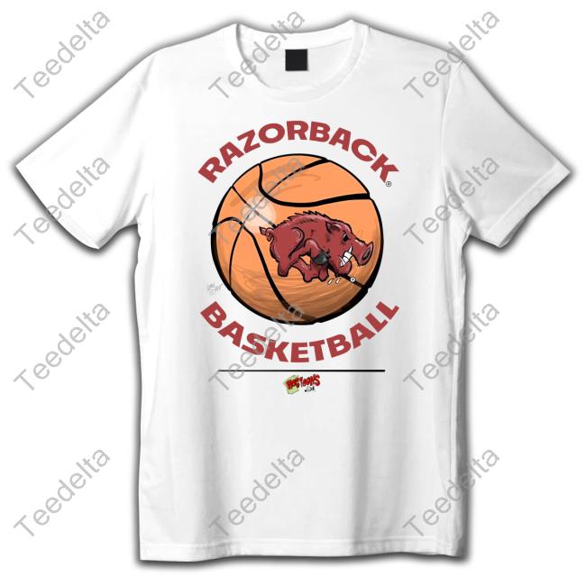 Razorback Basketball T Shirt Hogtoons Eric Musselman Wearing Razorback Basketball Hoodie