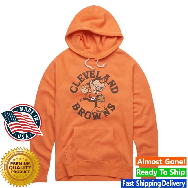 Official Homage Merch Store Homage Cleveland Browns Brownie Stiff Arm Hoody Orange Homage Apparel Clothing Shop