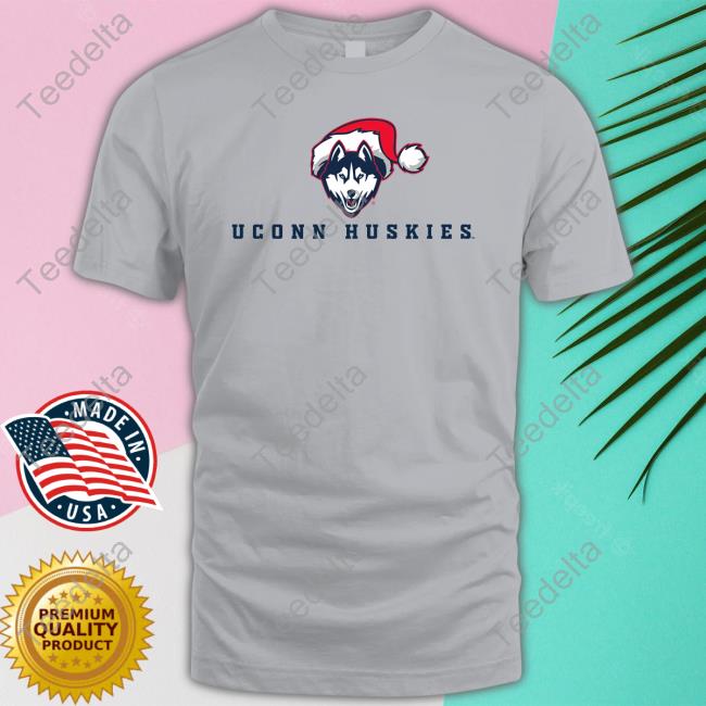 Uconn Huskies Logo With Santa Hat T Shirt