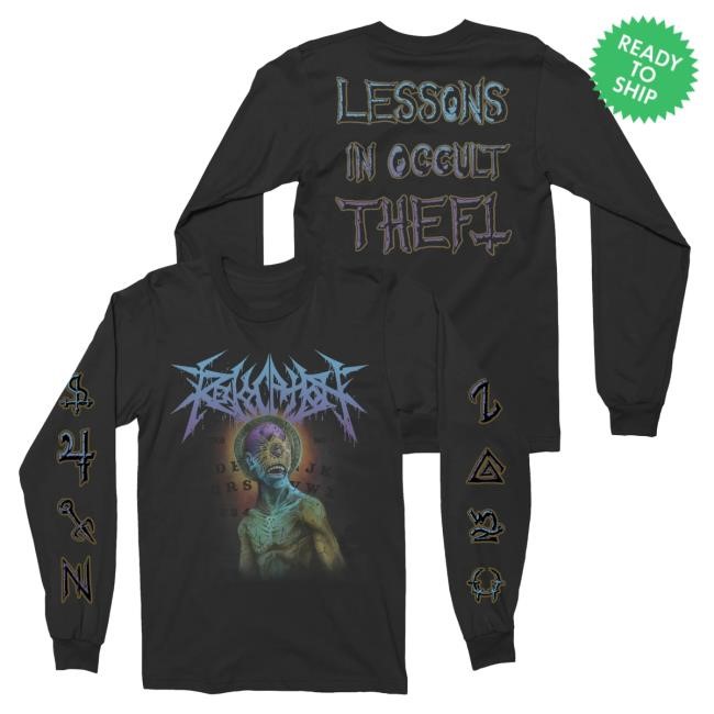Original Night Shift Merch Revocation Lessons In Occult Theft Long Sleeve Crewneck Sweatshirt