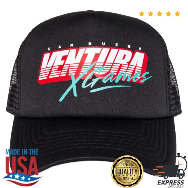 Official Xgames Merch Black Ventura San Buena Trucker trucker hat