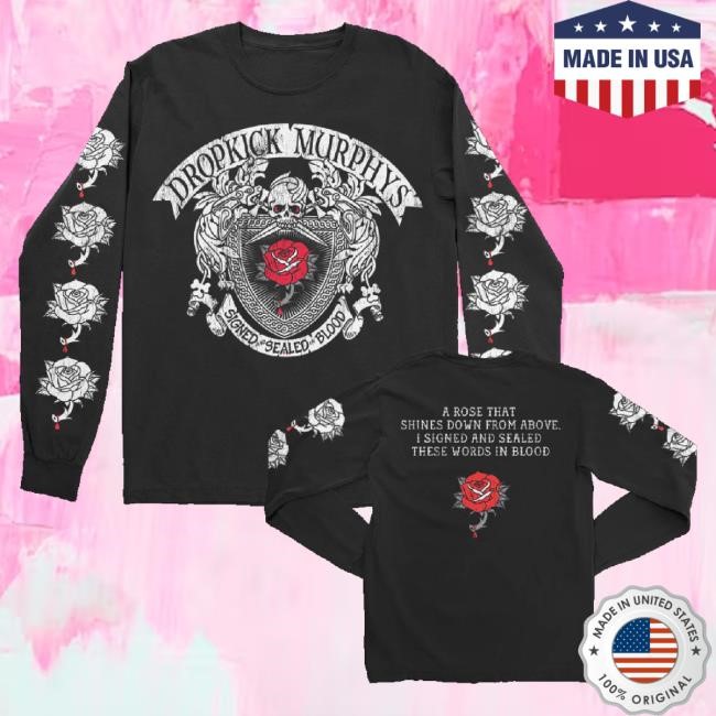 Official Dropkick Murphys Merch Signed And Sealed In Blood Lyric Shirts Black