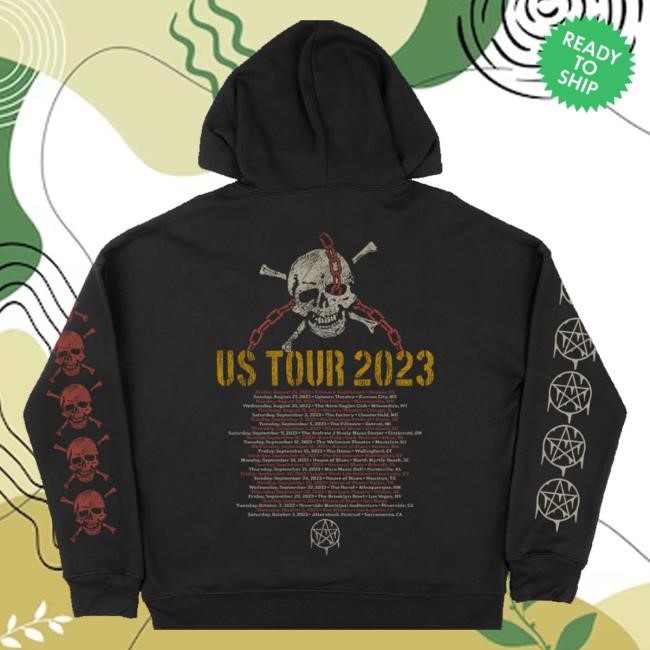 Corey Taylor Merch Store Cmf2 Skull Pentagram 2023 Tour Pullover Tee Shirt