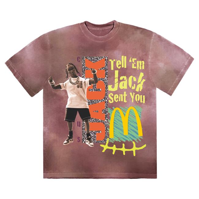 Official Travis Scott Merch Store Travis Scott X Mcdonald's Jack Smile Ii T-Shirt Berry TravisScott Shop