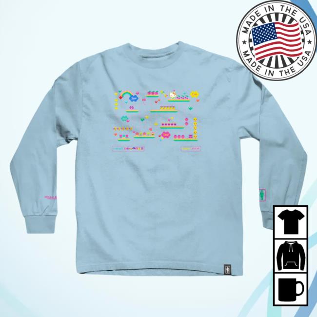 Official Sanrio Apparel Clothing Merch Store Shop Girl X Sanrio Kawaii Arcade Level Up Long Sleeve (Powder Blue)