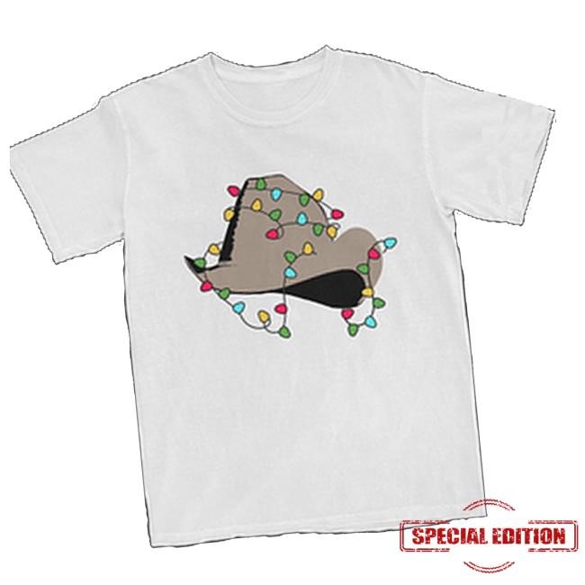 Dwight Yoakam Merch Store Christmas Light Hat T-Shirt (White) Tee